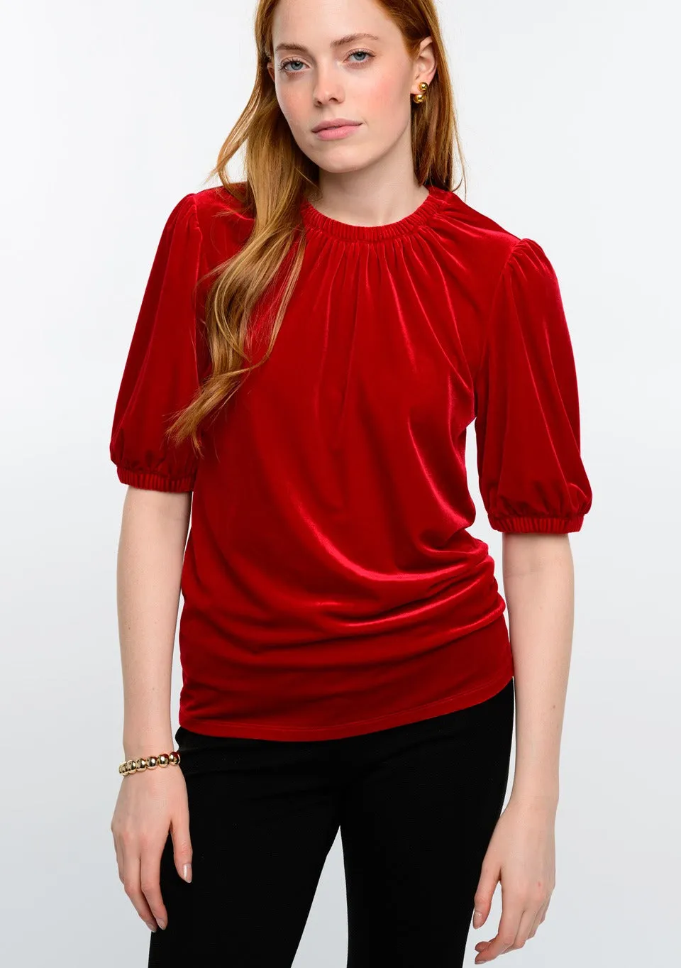 Ivy Jane Velvet Rouched Neck Top