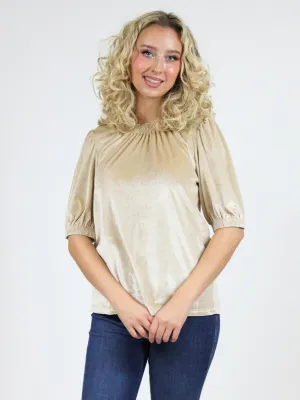 Ivy Jane Velvet Rouched Neck Top