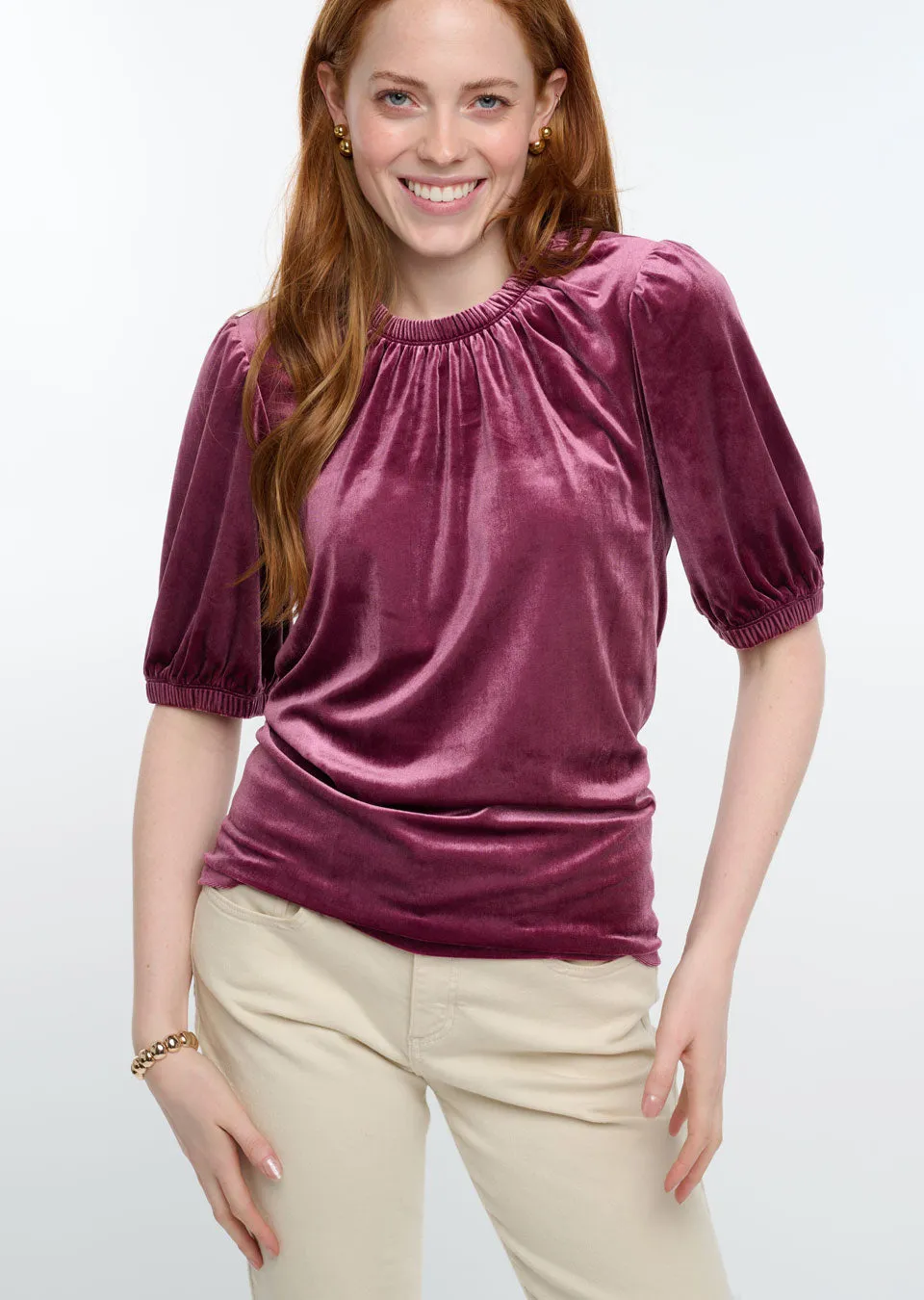 Ivy Jane Velvet Rouched Neck Top