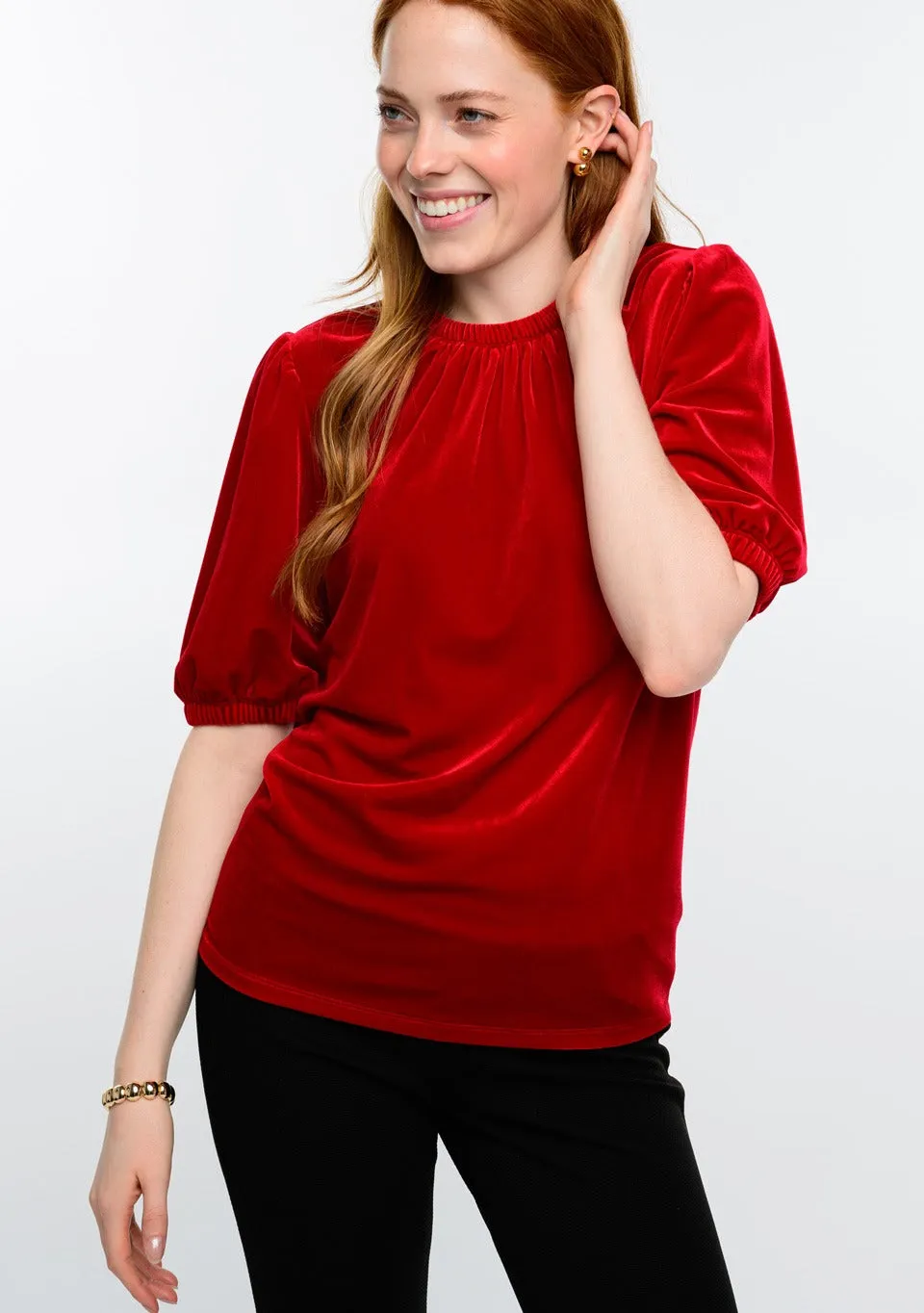 Ivy Jane Velvet Rouched Neck Top