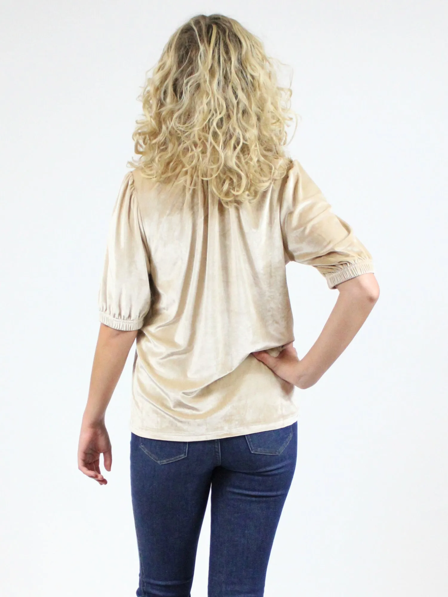 Ivy Jane Velvet Rouched Neck Top