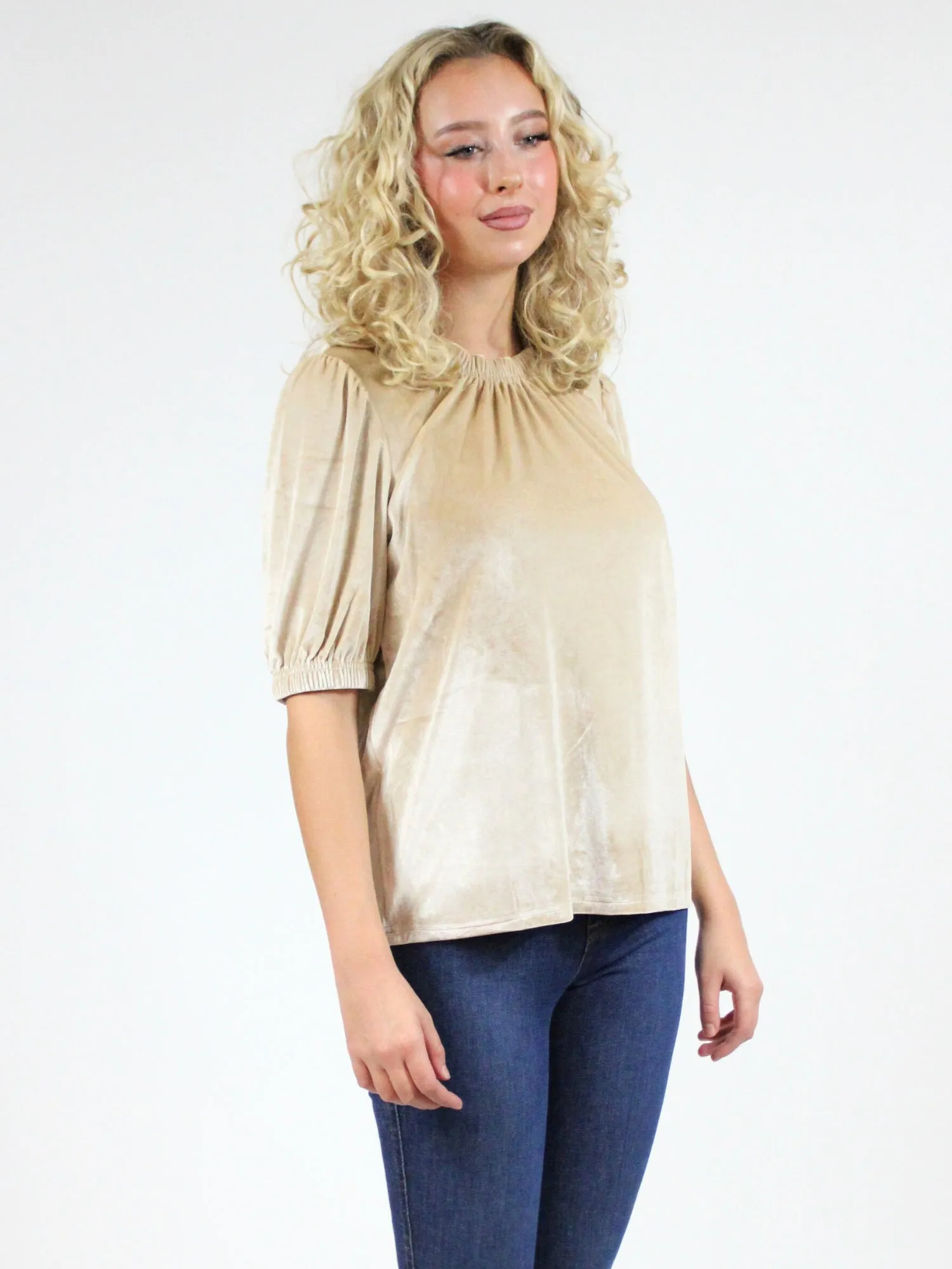 Ivy Jane Velvet Rouched Neck Top