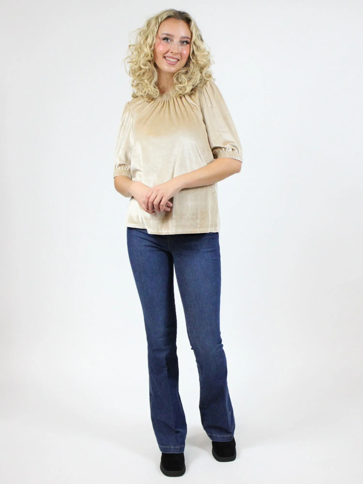 Ivy Jane Velvet Rouched Neck Top