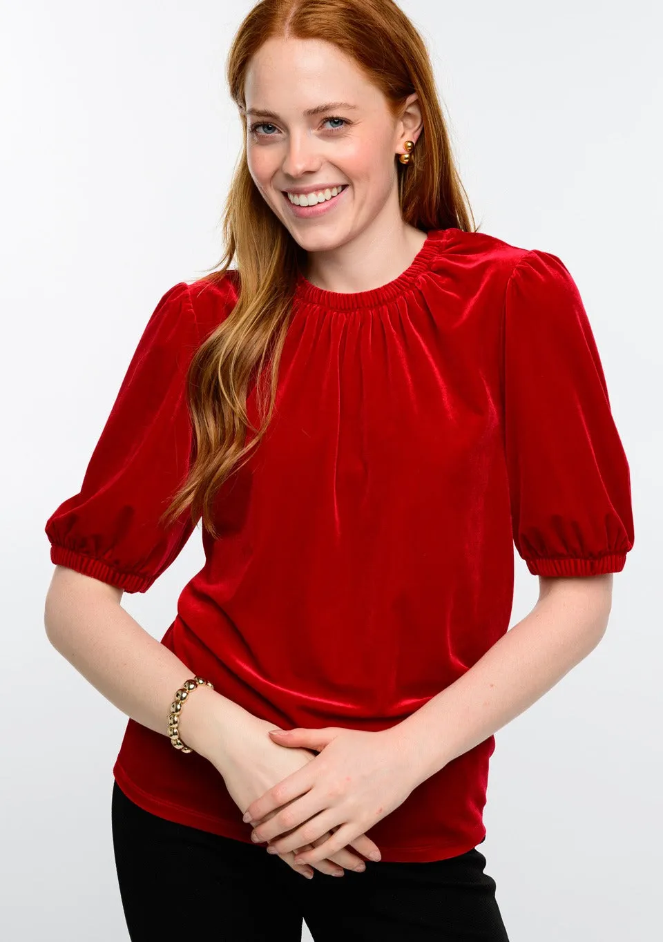 Ivy Jane Velvet Rouched Neck Top