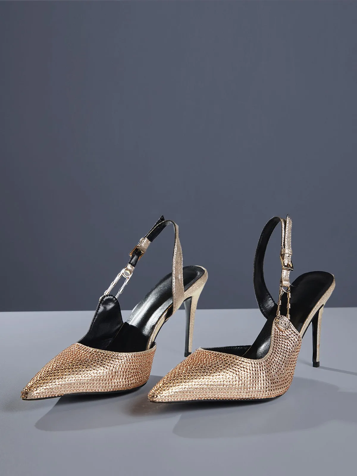 Jaxxon Crystal Heels In Champagne