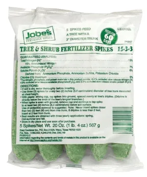 Jobes 02010 Fertilizer Spike Bag, Spike, Light Green, Slight Ammonia Bag :PK 5: QUANTITY: 1