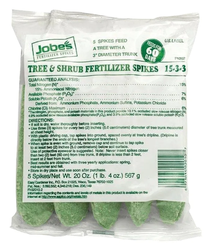 Jobes 02010 Fertilizer Spike Bag, Spike, Light Green, Slight Ammonia Bag :PK 5: QUANTITY: 1