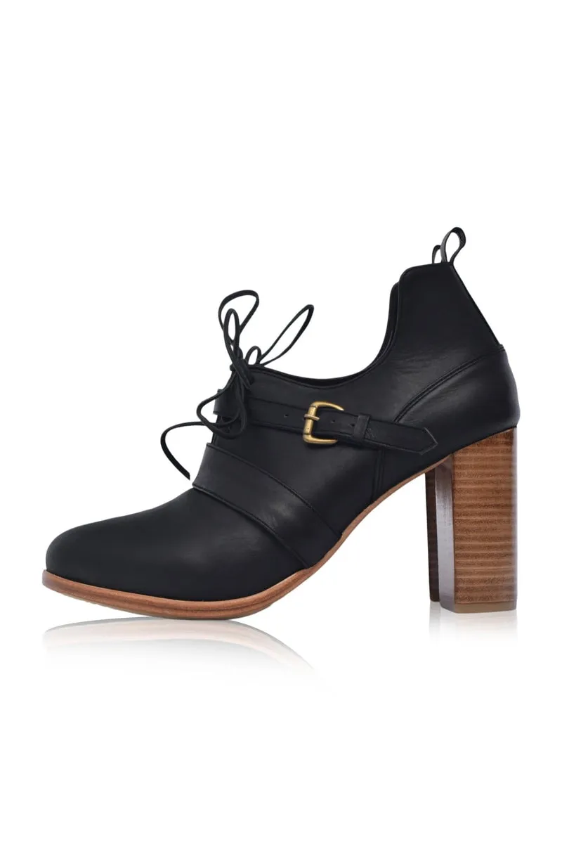 Josephine Lace up Leather Heels in Vintage Camel