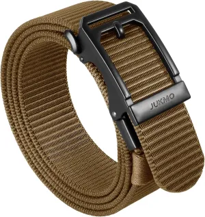 JUKMO Men's Ratchet Tactical Gun Belt, 1.5" Nylon Web Work Belt with Automatic Slide Buckle, Adjustable Trim to Fit