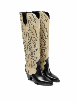 Leather and suede cowboy boots