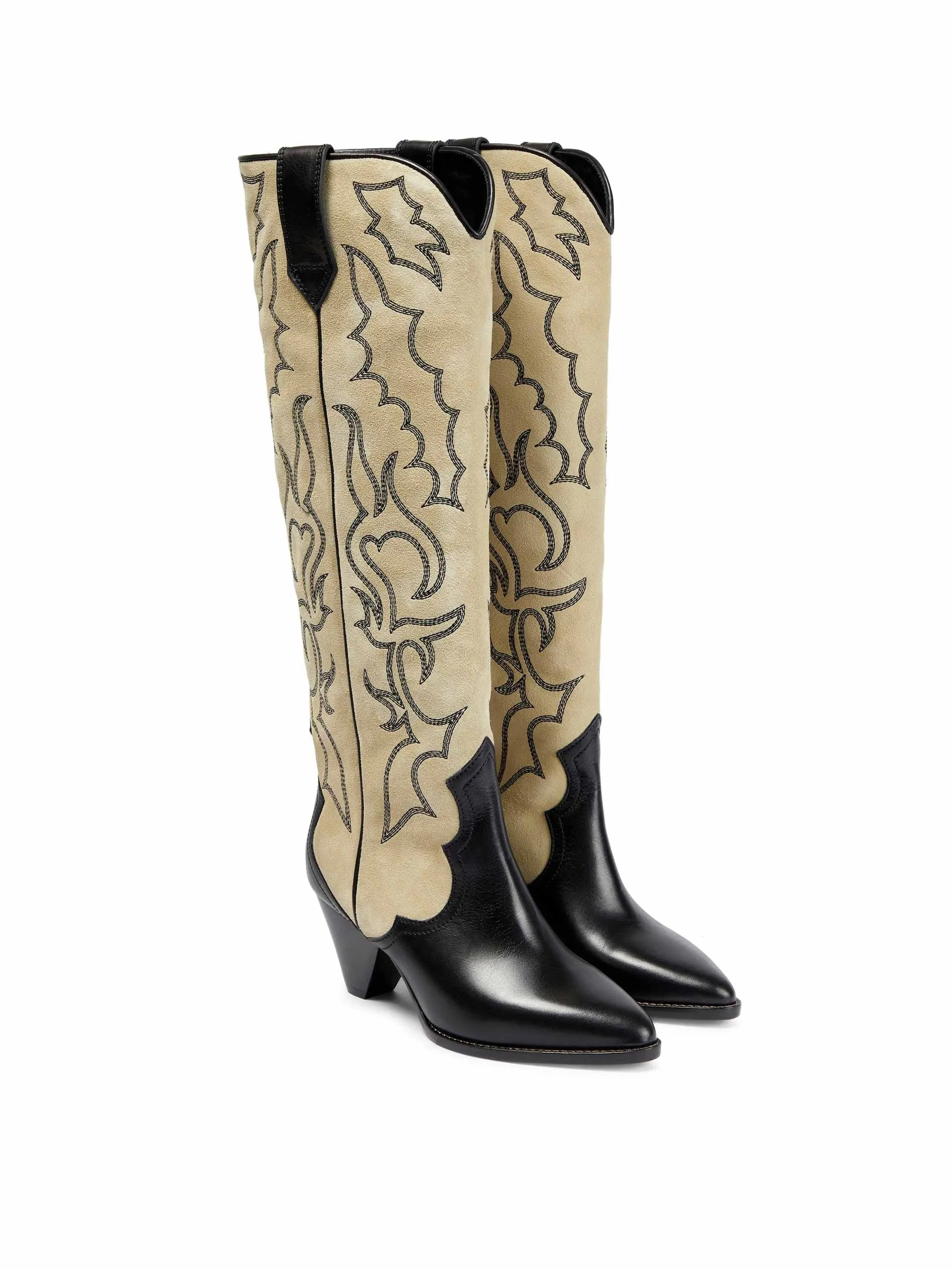 Leather and suede cowboy boots