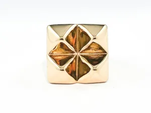 Modern Four Piece Shiny Metallic Spike Design Yellow Gold Tone Steel Ring