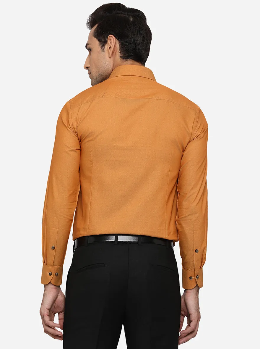 Mustard Yellow Solid Slim Fit Formal Shirt | Greenfibre
