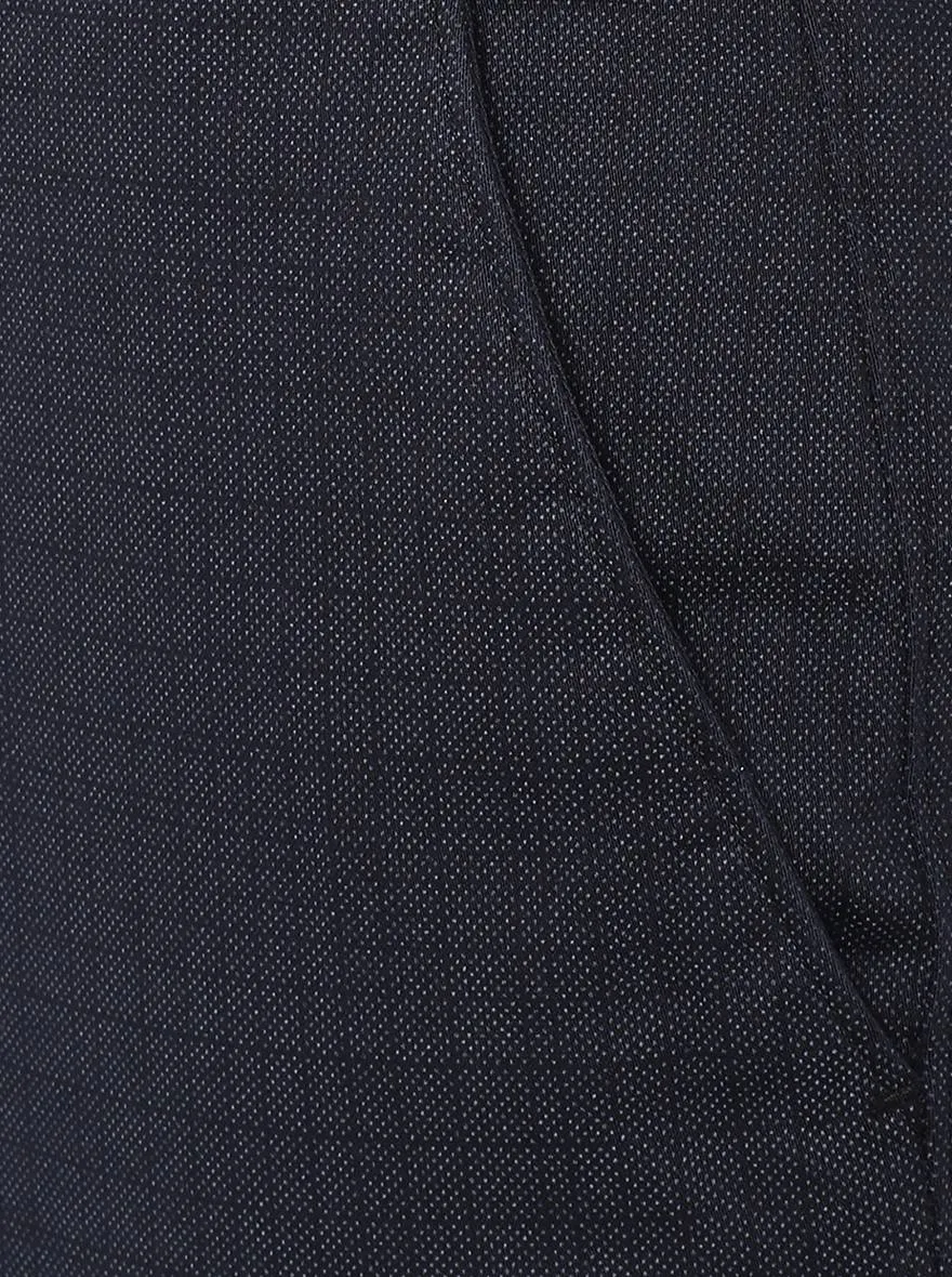 Navy Blue Checked Super Slim Fit Casual Trouser | Greenfibre