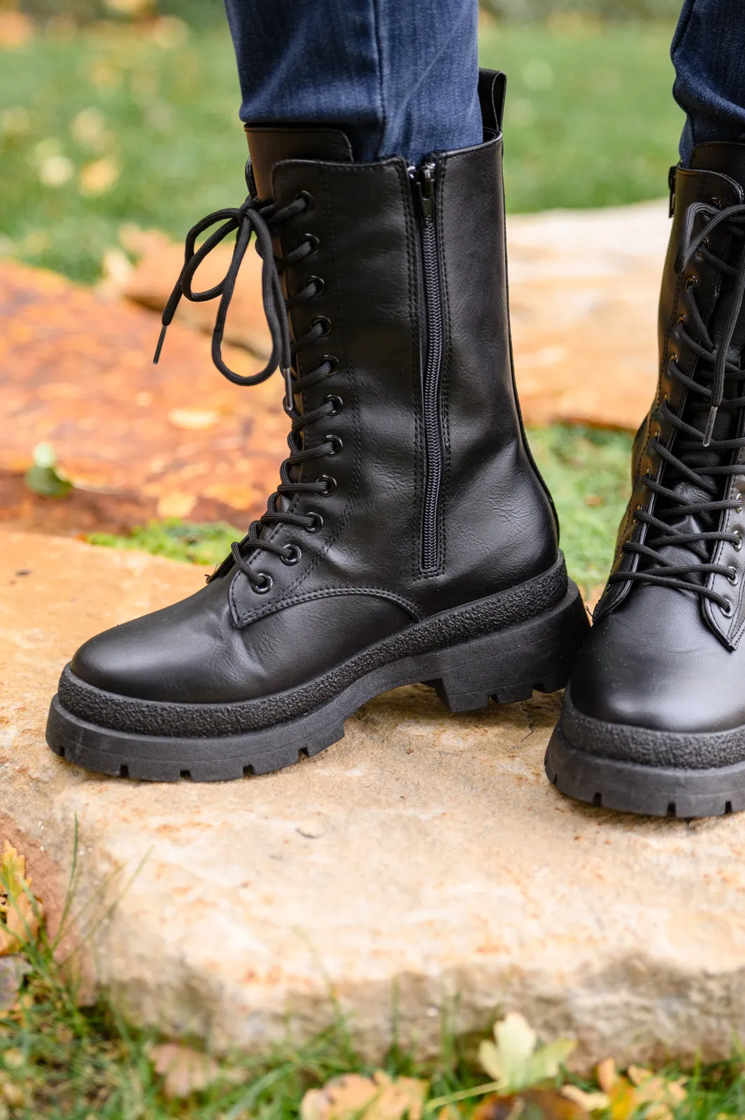 *Online Exclusive* Fresh Feels Combat Boots In Black