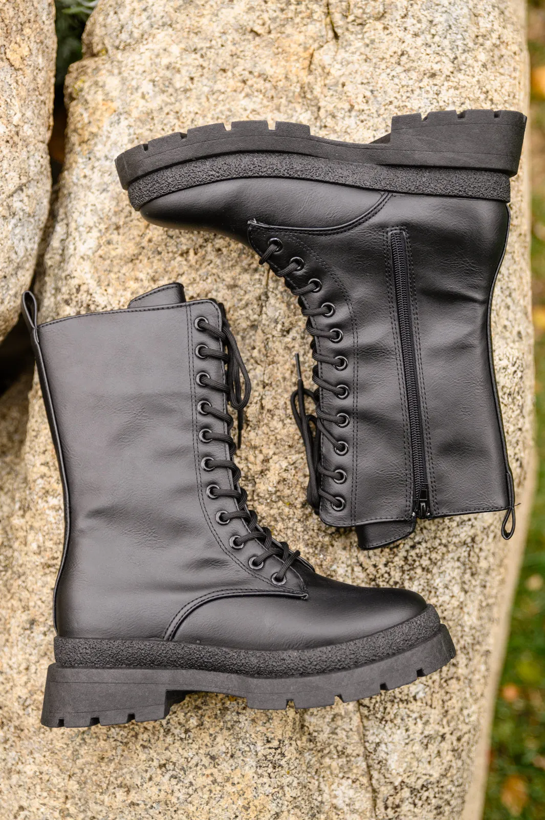 *Online Exclusive* Fresh Feels Combat Boots In Black