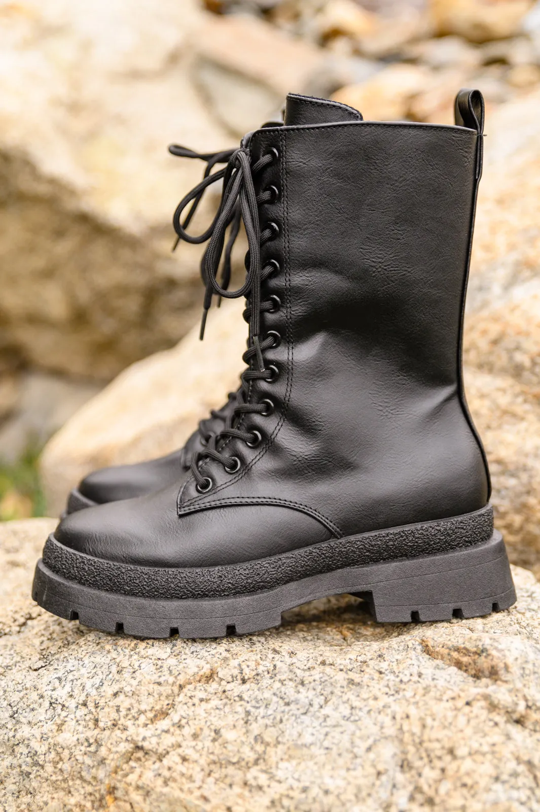 *Online Exclusive* Fresh Feels Combat Boots In Black