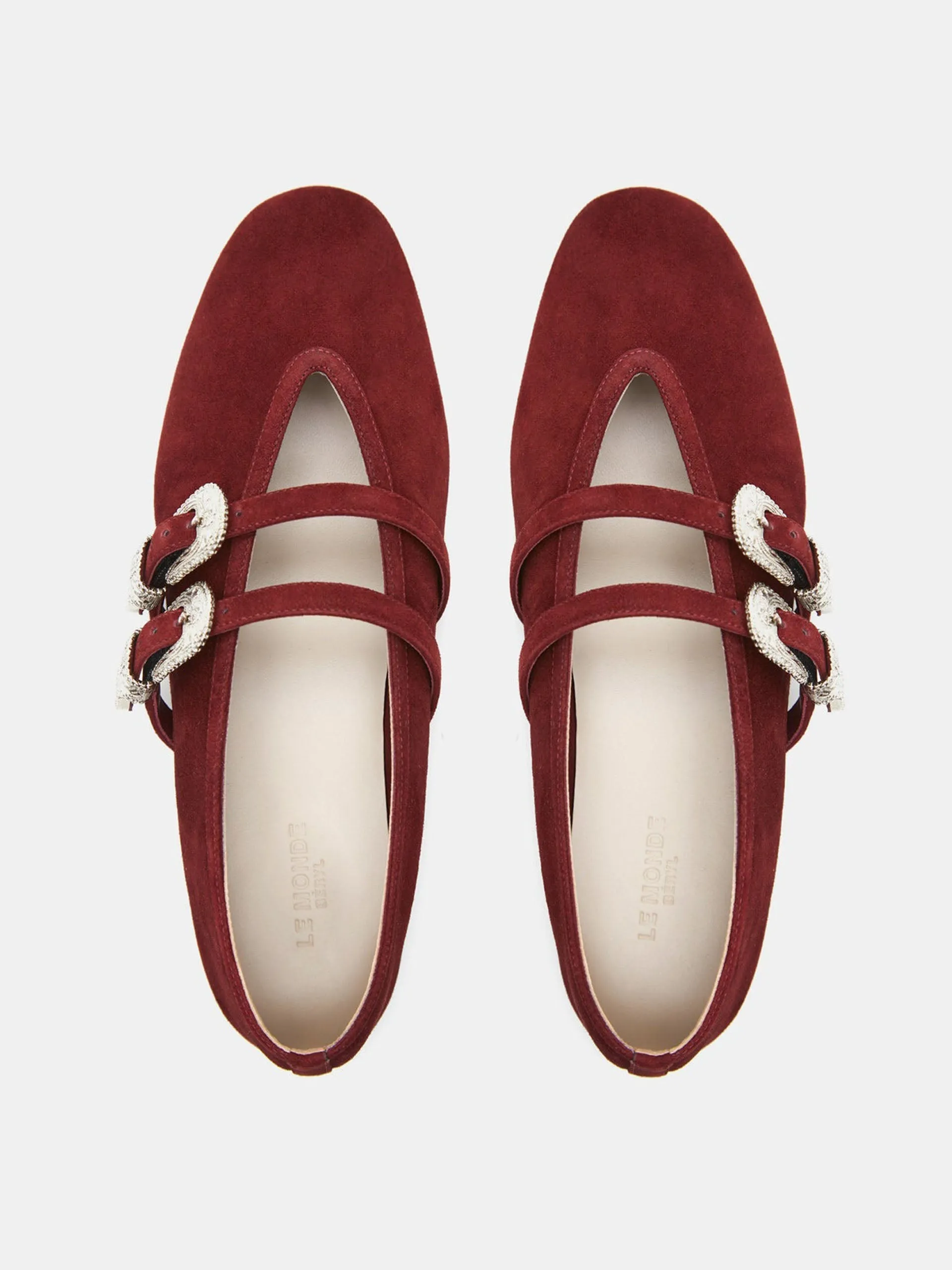 Oxblood suede ballet Claudia slippers