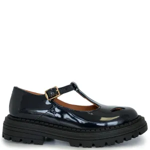 Papanatas Navy Patent T Strap