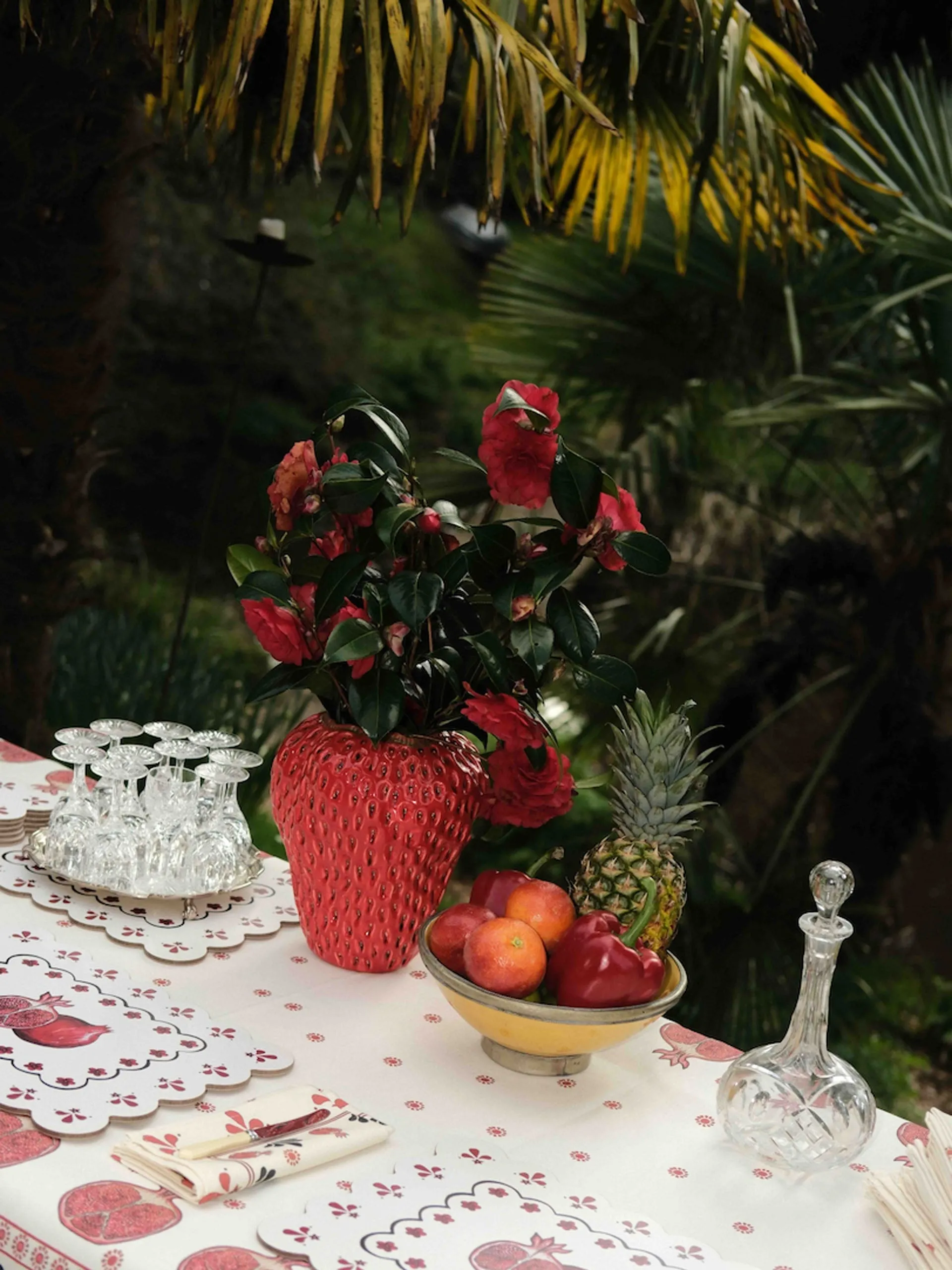 Pomegranate table linen for Penny Morrison