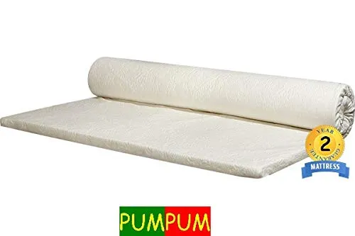 PumPum 1 Inch Memory Foam Mattress Topper with Premium Cover (72 X 35 X 1) White