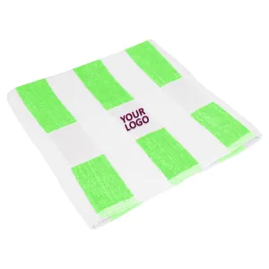 Seaside Beach Towel, We with Green Stripes