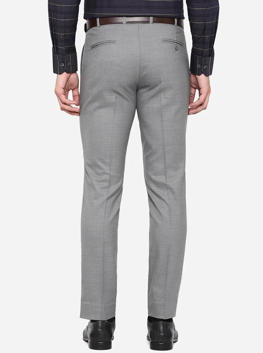 Slate Grey Solid Slim Fit Formal Trouser | JadeBlue