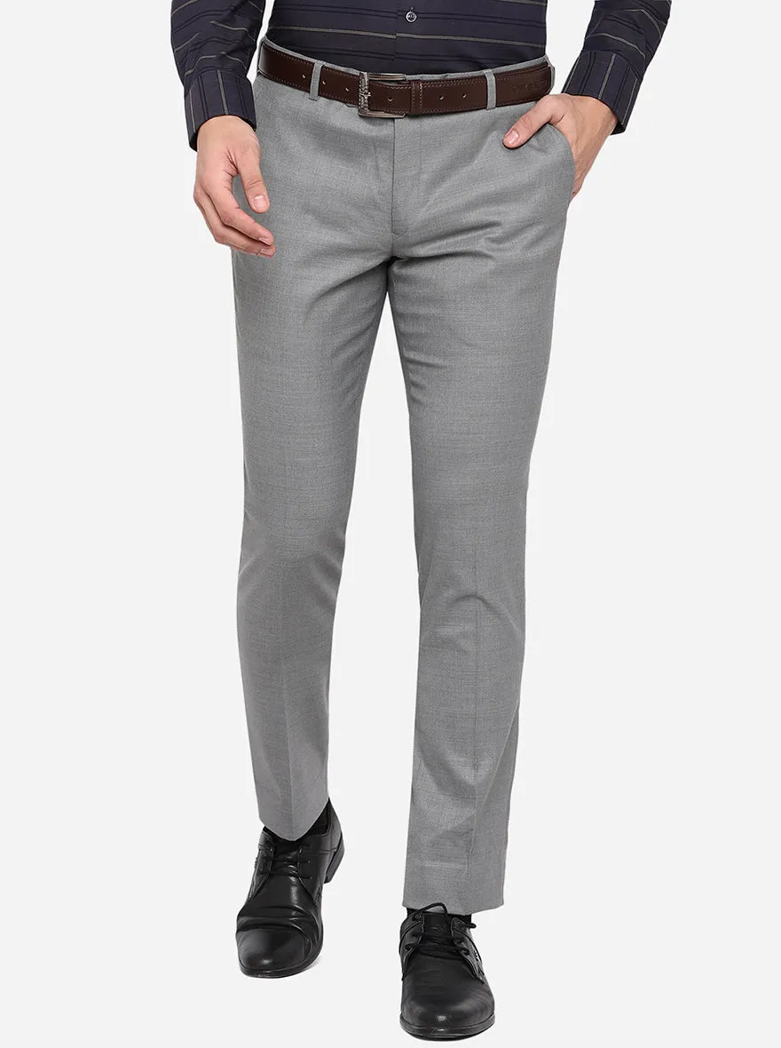 Slate Grey Solid Slim Fit Formal Trouser | JadeBlue