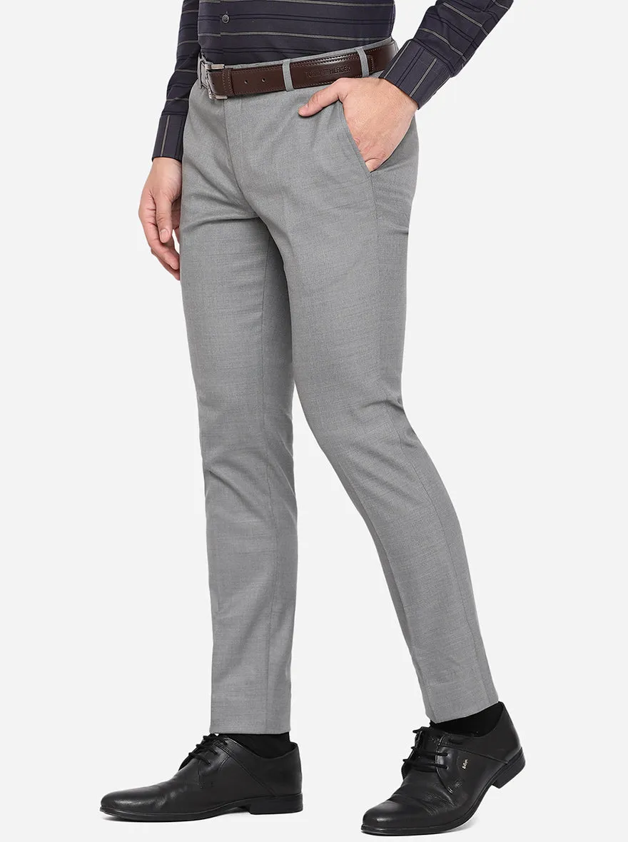 Slate Grey Solid Slim Fit Formal Trouser | JadeBlue