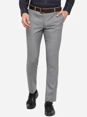 Slate Grey Solid Slim Fit Formal Trouser | JadeBlue