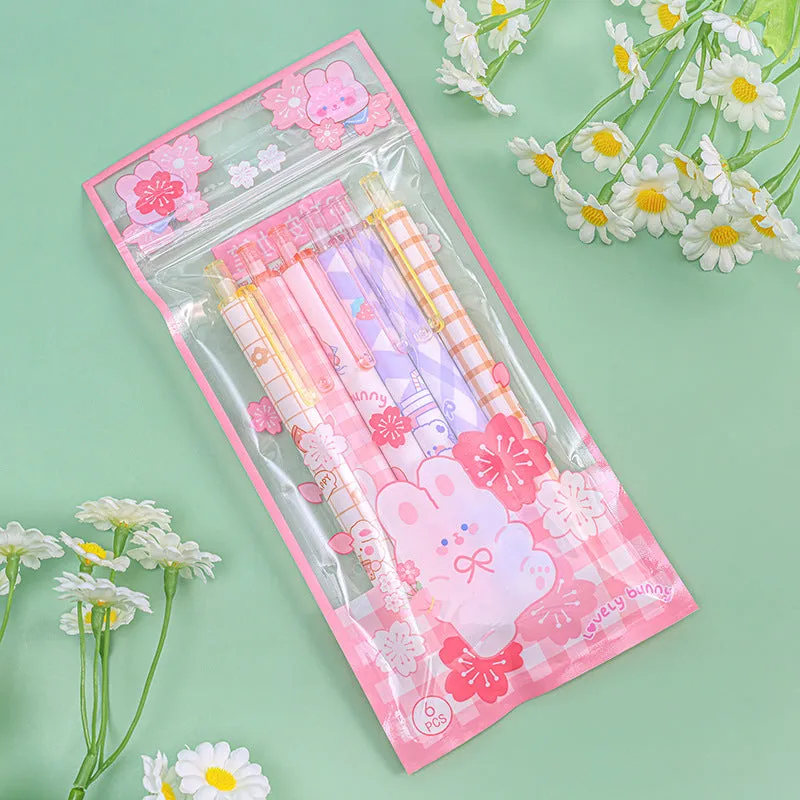 Student quick-drying water-based pen black signature pen 6pcs/lot #P9712