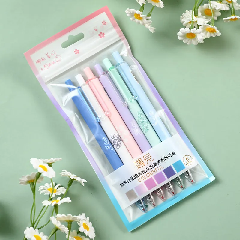 Student quick-drying water-based pen black signature pen 6pcs/lot #P9712