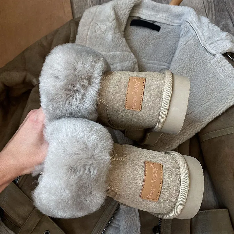 Ultra-warm Plush Fur Winter Lace-Up Snow Boots