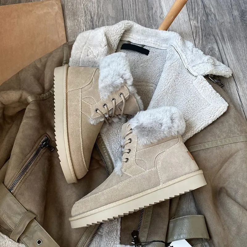 Ultra-warm Plush Fur Winter Lace-Up Snow Boots
