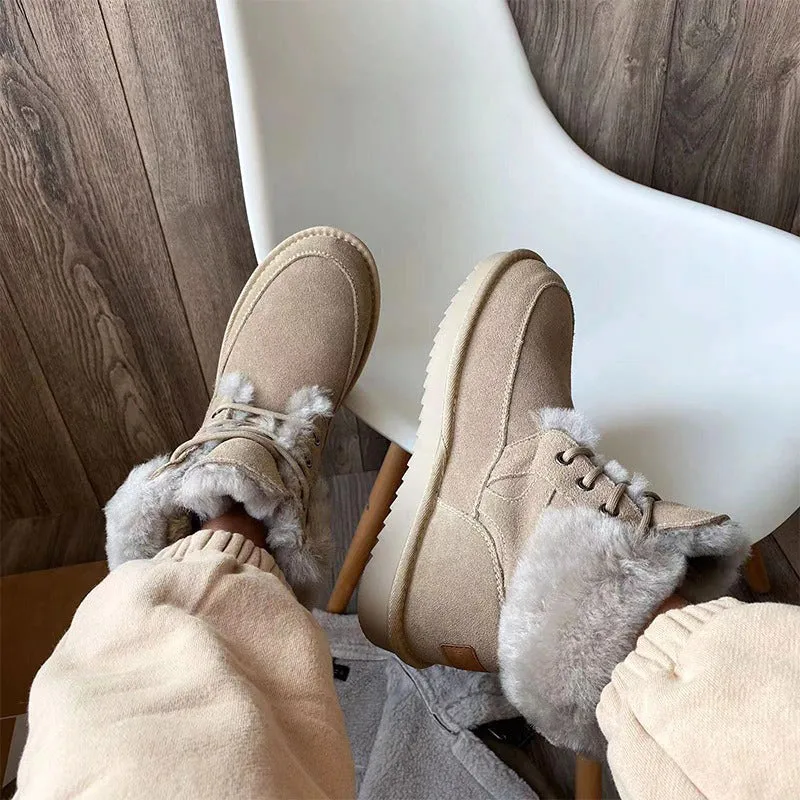 Ultra-warm Plush Fur Winter Lace-Up Snow Boots