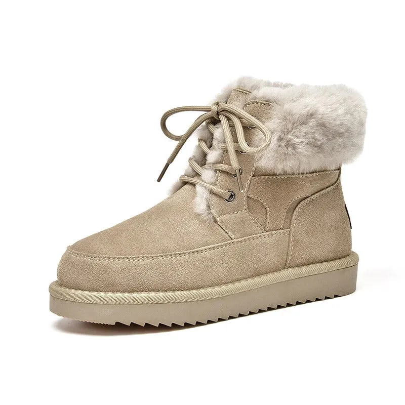 Ultra-warm Plush Fur Winter Lace-Up Snow Boots