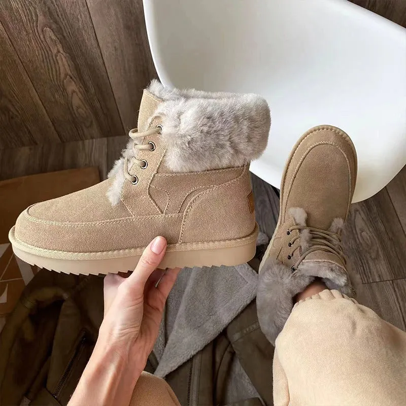 Ultra-warm Plush Fur Winter Lace-Up Snow Boots