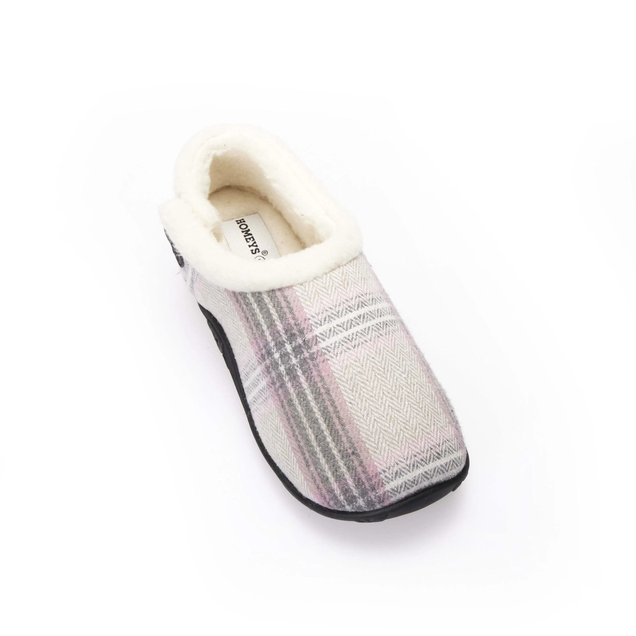 Viv - Grey Pink Check Women's Slippers