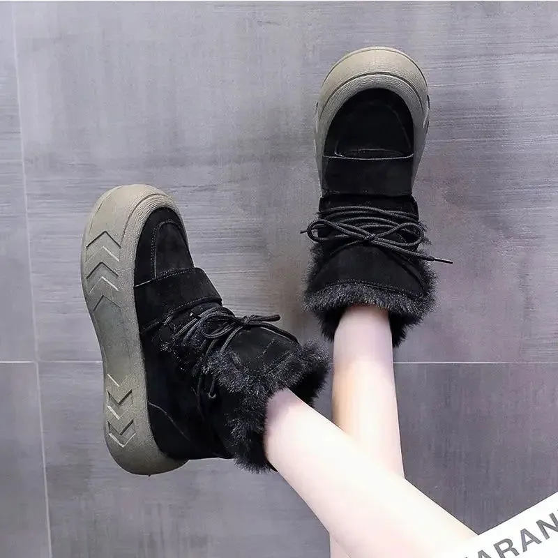 Warm Plush Fur High Platform Gothic Snow Boots