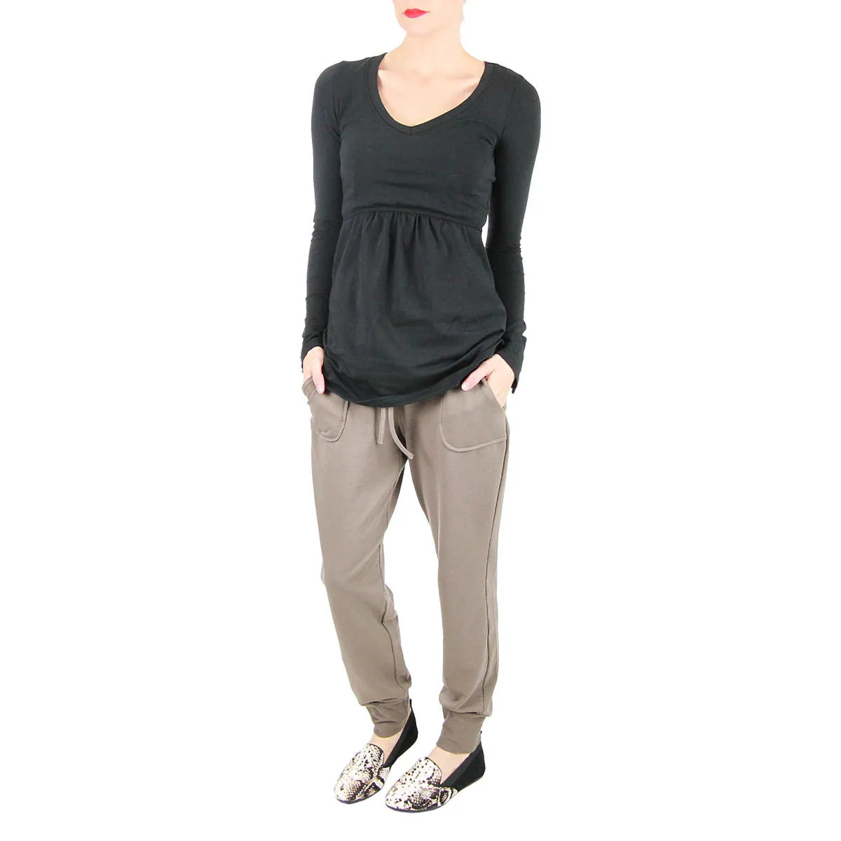 White Long Sleeve V-Neck T-Shirt