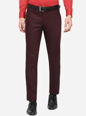 Wine Solid Super Slim Fit Formal Trouser | JadeBlue